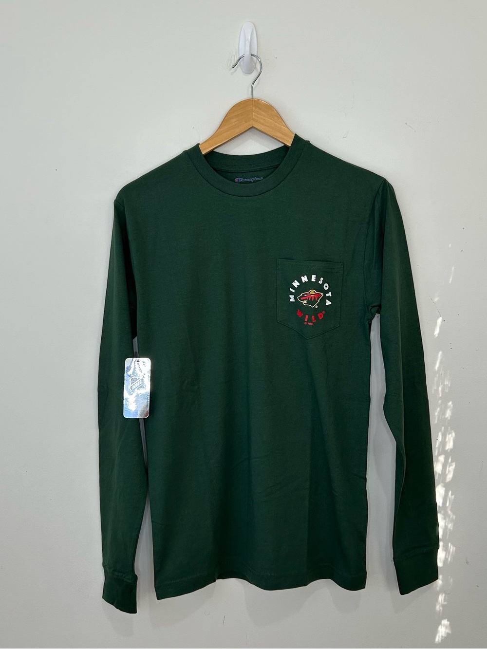 Champion Minnesota Wild NHL Green Pocket Long Sleeve T-Shirt S
